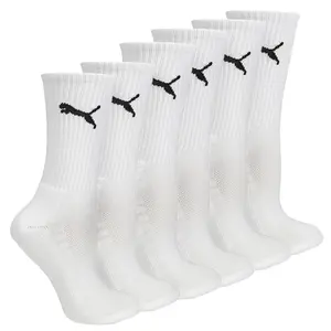 PUMA Mens Half Terry 6 Pack Crew Socks Casual - White