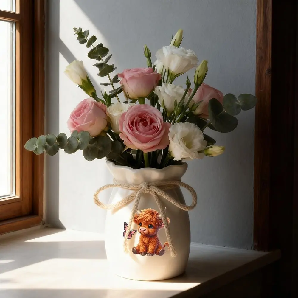 Rustic Farmhouse Table Centerpiece, Decorative Vase with Rope Detail, Ideal for Living Room, Dining Room, Party Events, Home Decor, Wedding Centerpieces