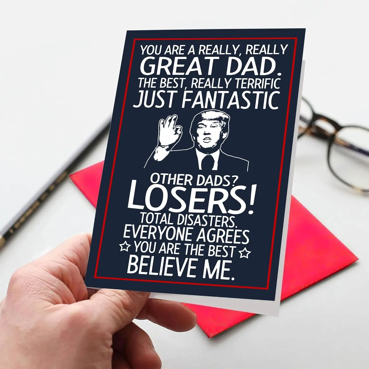 Funny Fathers Day Card for Dad, Husband from Daughter, Son, Kids, Wife on Fathers Day, Valentines Day - Heartfelt Message to Father, Perfect for Birthday, Father's Day, Humorous Dad Greeting Cards, Premium Quality