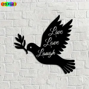 1pc Dove Metal Wall Art, Inspirational "Live Love Laugh" Statue Mural, Ideal Gift for New Year, Easter, Rust-Resistant Metal Wall Decor Wall Sculptures,  Heartwarming Decor for Positivity Enthusiasts, Charming Outdoor & Indoor Ornament