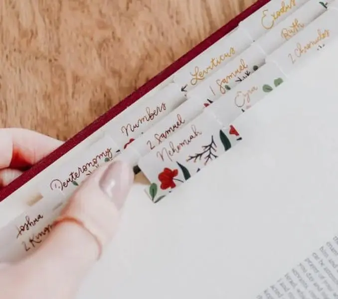 Christian Bible Tabs - Rust Floral Bible Tabs - Christian Gift - Books Of The Bible Tabs - Bible Accessories - Bible Tabs
