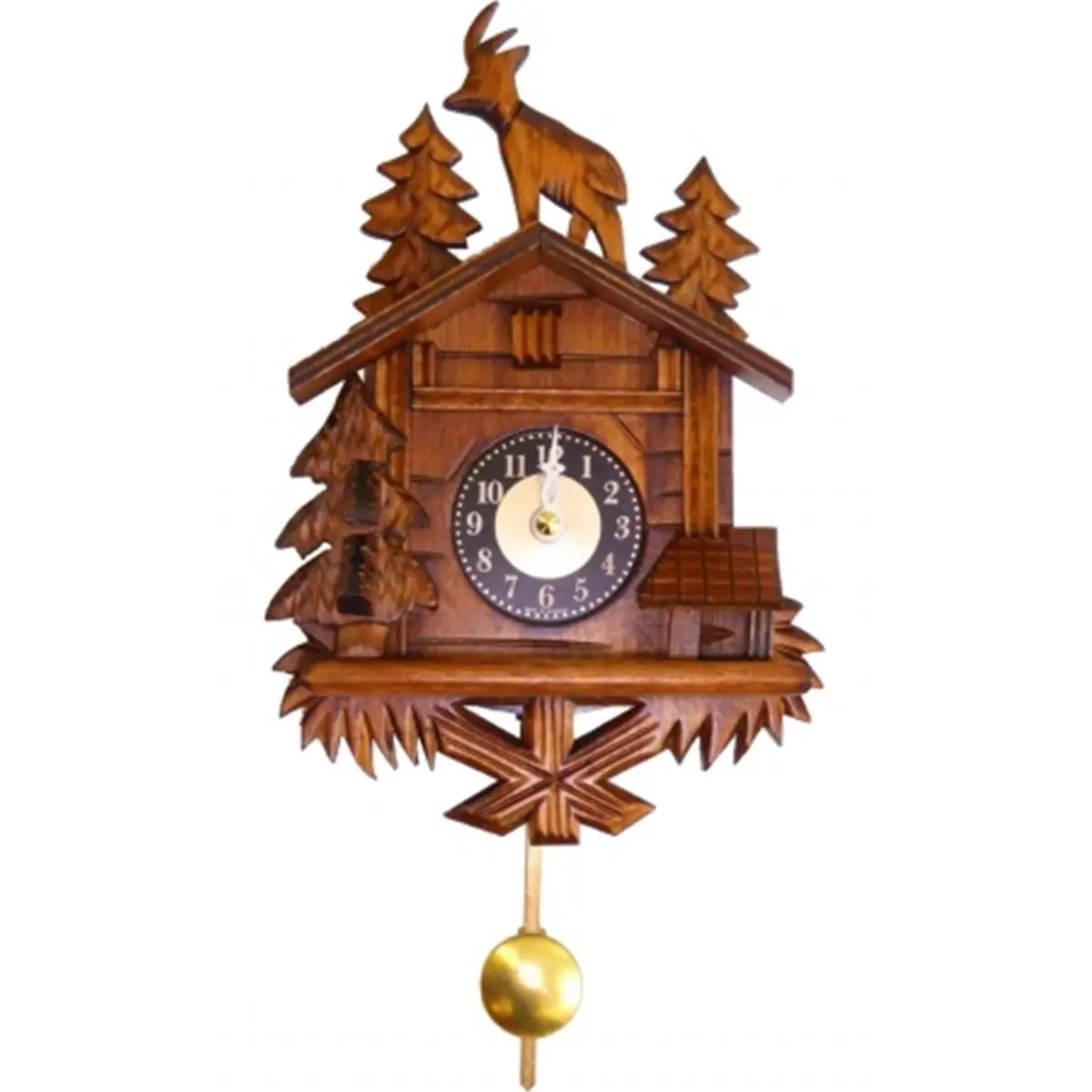 Wooden Deer Standing Battery-Operated Mini Clock - Music-Chimes, Home Decor Room Accent