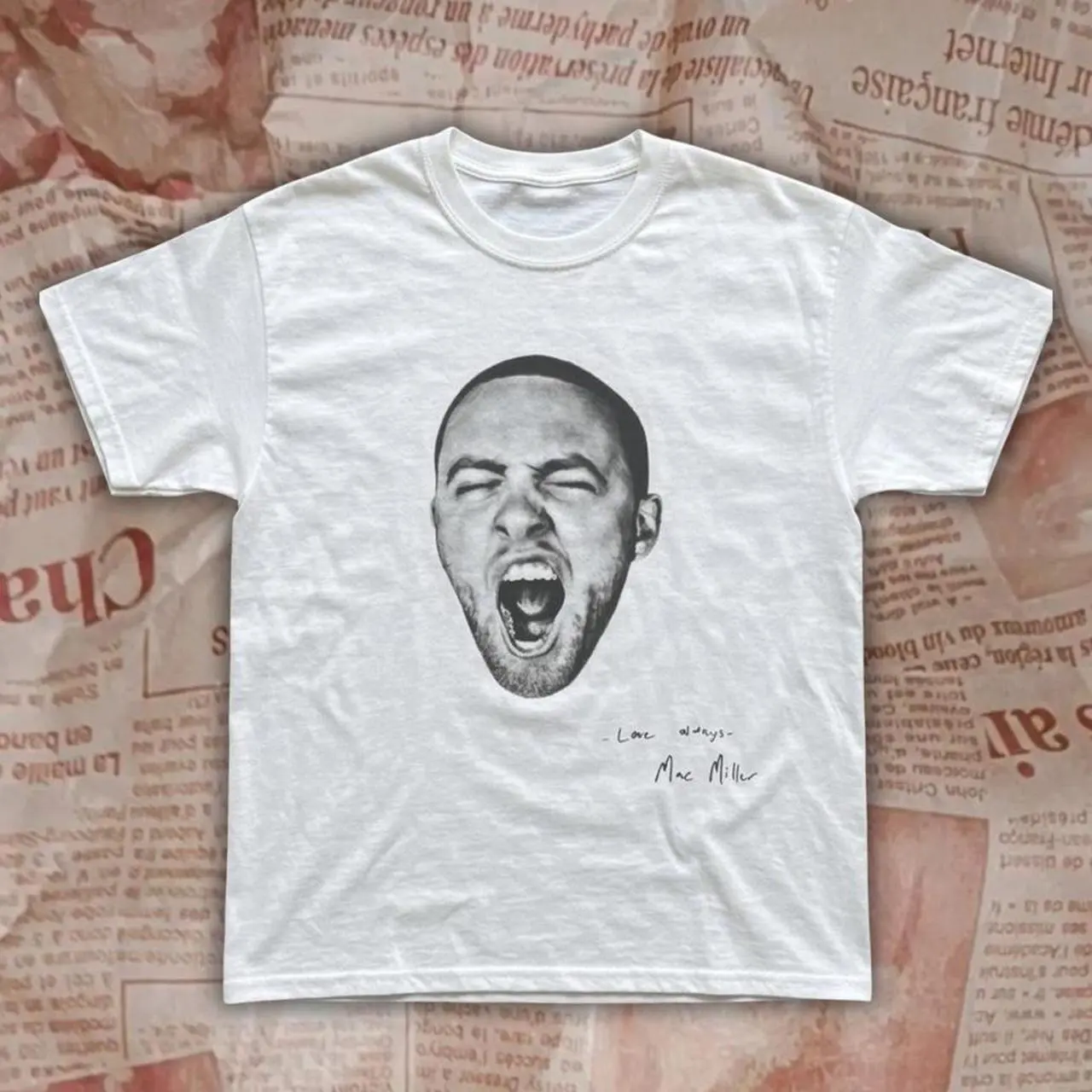 Mac Miller T-shirt | Vintage Hip Hop Rap Music Graphic Tee, Retro Love Always Portrait Printed Shirt, Loose Fit Top