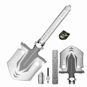 Thickened and hardened multifunctional one section aluminum alloy outdoor shovel, gardening camping camping fishing outdoor supplies