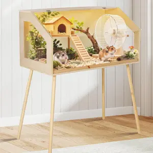 [FLASH SALE] Garvee Hamster Cage with Legs, Large Syrian Hamster Habitats Enclosure with Chew Proof, Acrylic Window & Openable Top, Small Animal Cage for Guinea Pig, Chinchilla, Gerbil