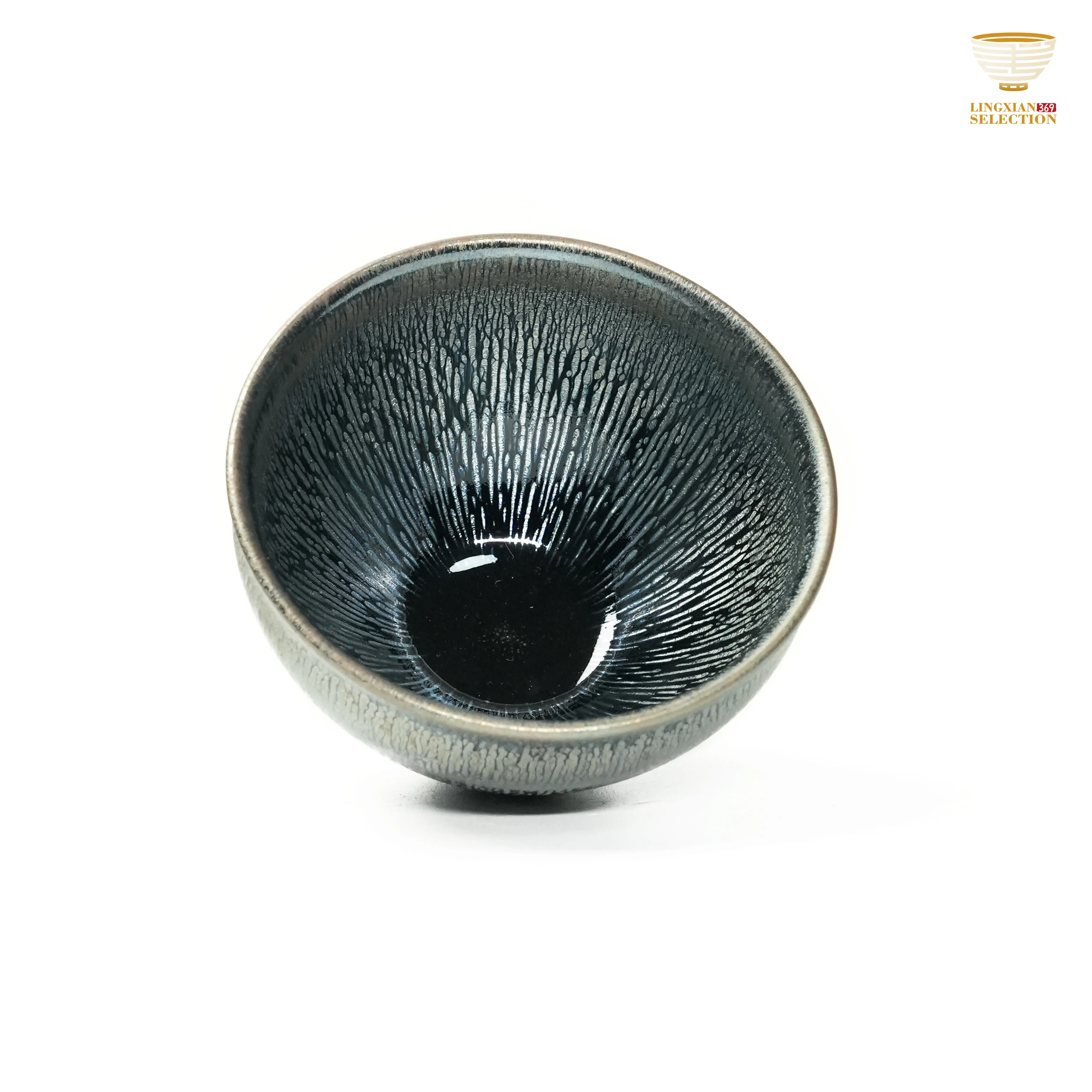 Yang Fei Silver Hare’s Fur Series Clay Jian Zhan Bamboo Hat Tea Cup (2021 - Present), Collectible Gift - Balances Functionality with Traditional Elegance for Aesthetic Appreciation, Bamboo Hat Cup, Black-Glazed
