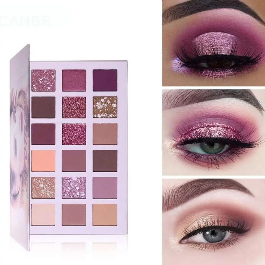 Aromas Nude Eyeshadow Palette, 18 Highly Pigmented Berry & Nude Shades, Long-Wearing Smooth Cream Formula with Matte, Shimmer & Metallic Glitter Finishes, Cosmetic, Powder, Multicolor, Beauty Products, Sparkly Eyeshadow, Pink Glitter Eyeshadow