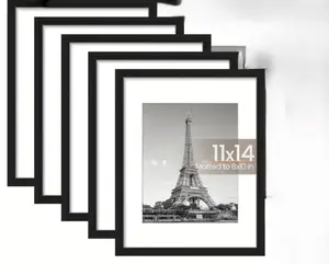 Picture Frames Set (5 PCS) – Black Gallery Wall Frames with Mat | Modern Photo Frames for Wall & Table Display (Multiple Sizes & Pack Options)