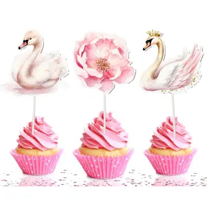 Pink Ballerina Cupcake Toppers - 10pcs Set - Elegant Ballet Party Decorations