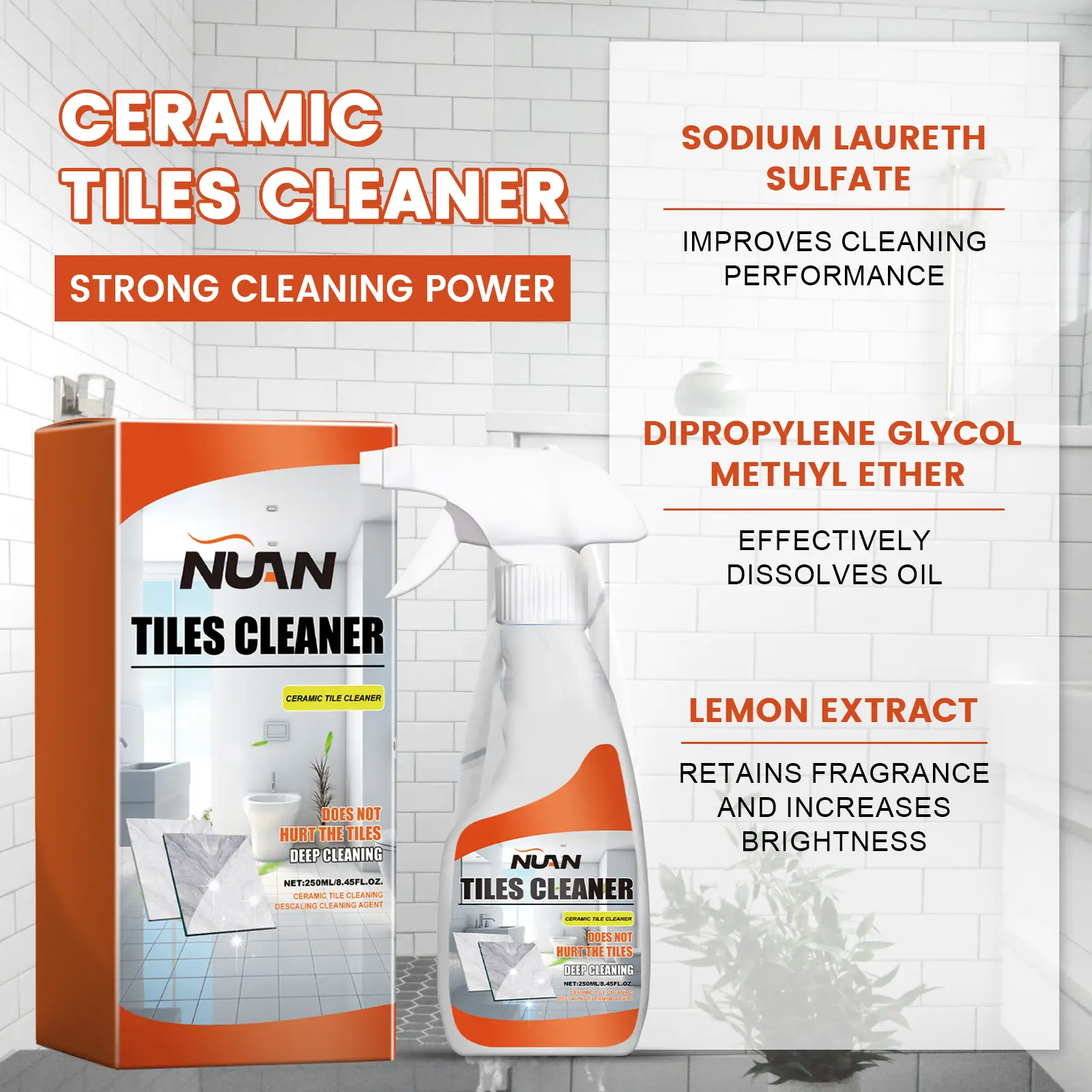 Tile & Grout Cleaner Spray | Bathroom Shower & Kitchen Backsplash Safe