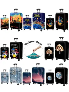 Luggage Cover, Travel Case Cover, Suitable for 18-32 inch Luggage, Outdoor Travel, Business Style, Stylish Pattern, Unisex Travel Accessory, Polyester Luggage Elastic Dust Cover, Ideal for Back-to-School Students, Outdoor and Holiday Travel, Luggage Prote