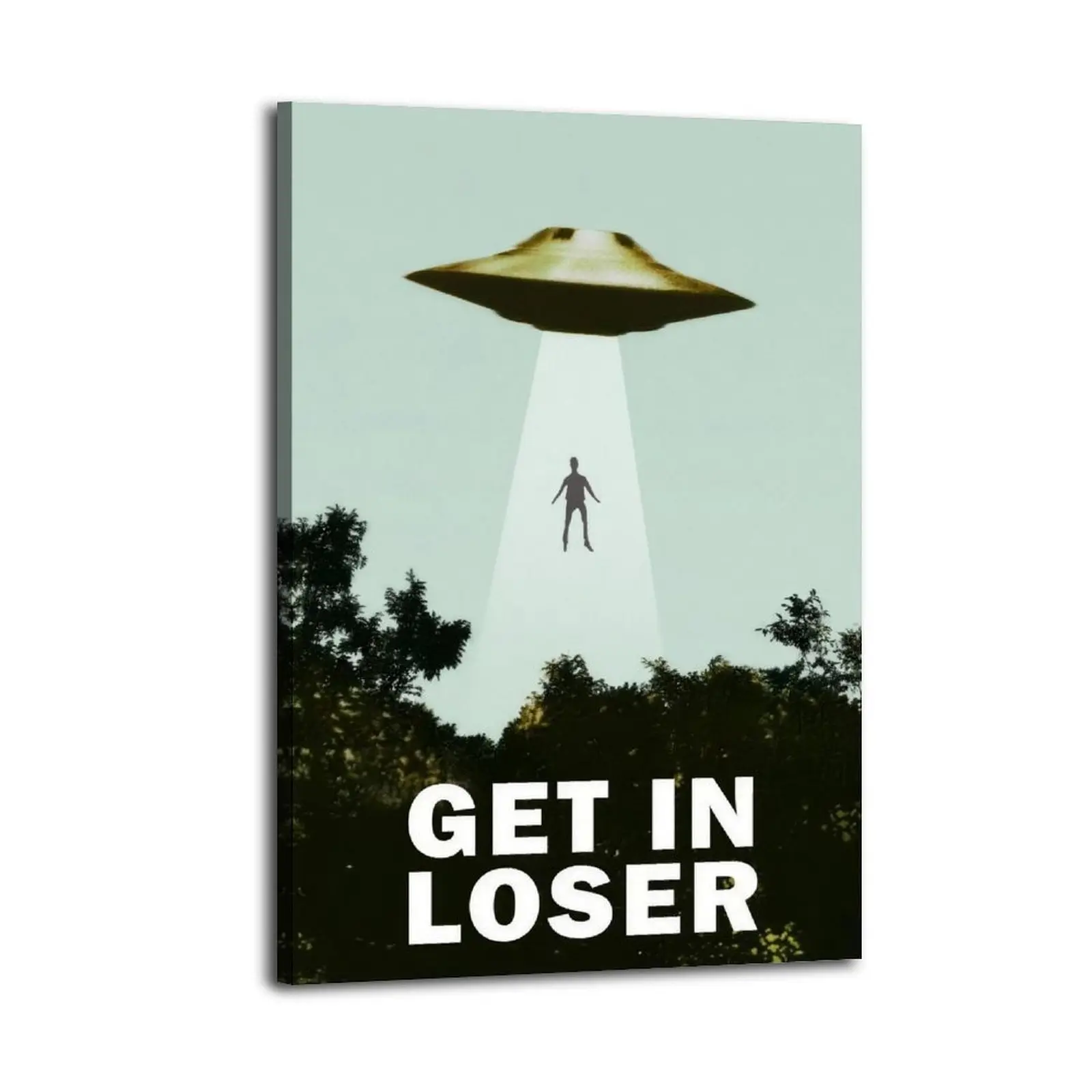 UFO Alien Funny Abduction Get In Loser Cool Art Painting Decorative Oil Painting Canvas Poster Decorative Painting Porch Living Room Art Decoration