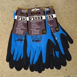 12 Pair D’Lux Tuglow Blue Safety Gloves Foam Coated for Grip with Knitted Liner & Breathable Liner for Comfort and Protection