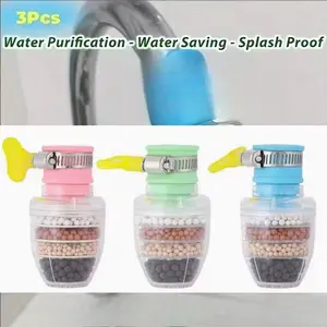 3-Pack Faucet Filters with Quick Connect Bracket, Heavy-Duty Purifier, Tool-Free Install, Removes Chlorine & Heavy Metals, for Hard Water, Kitchen Sink Compatible