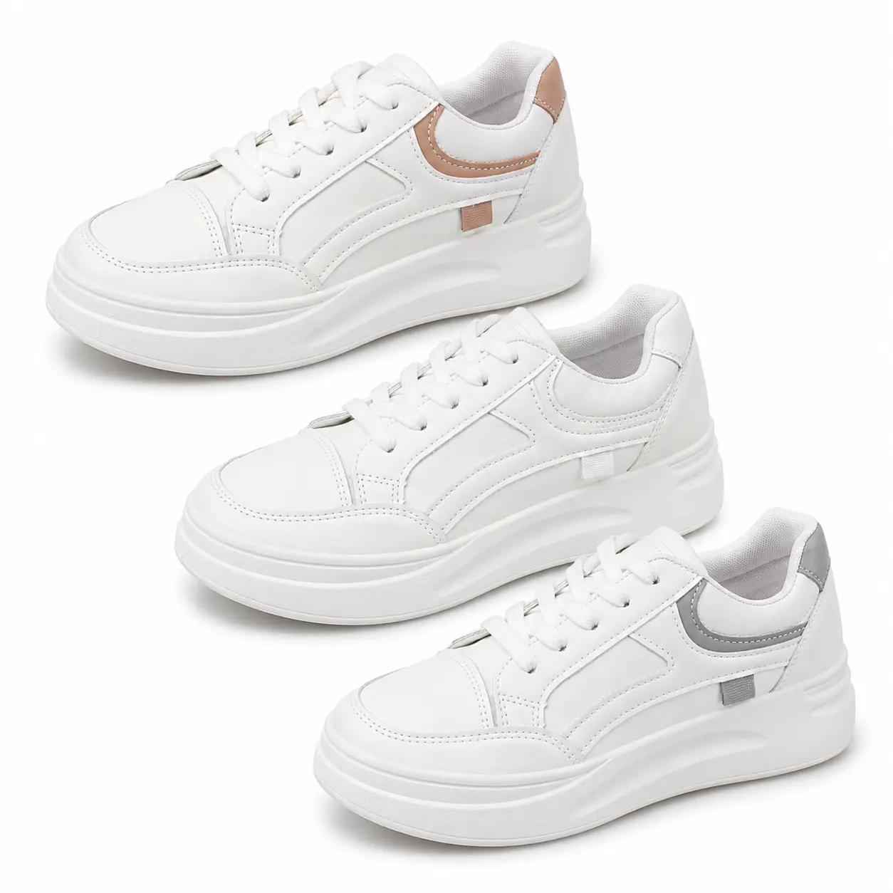 Women’s White Platform Sneakers Casual Lace Up Walking Shoes Lightweight Fashion Sneakers