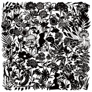 50pcs black and white plant PET material series graffiti stickers suitable for suitcases, mobile phone cases, laptops, helmets, skateboards waterproof decoration DIY creative stickers