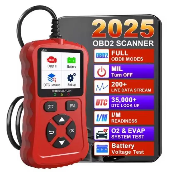 2025 OBD2 Scanner Car Diagnostic Tool Full OBDII Modes MIL Turn Off 200+ Live Data Stream 35000+ DTC Lookup
