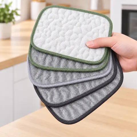 10-Pack Rectangular Dual-Textured Non-Woven Wire Dishcloths, Heavy-Duty Reversible Wet/Dry Scrubbers, Absorbent, Rust-Proof, Machine Washable for Kitchen Sinks