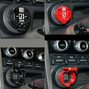 Red Metal Mechanical Push Switch Cover - Cool Car Engine Protector and Car Interior Decoration Sticker, Suitable Car, Motorcycle, and Ignition Switch