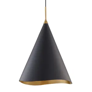 Martini One Light Pendant Gold Leaf/Black Combo