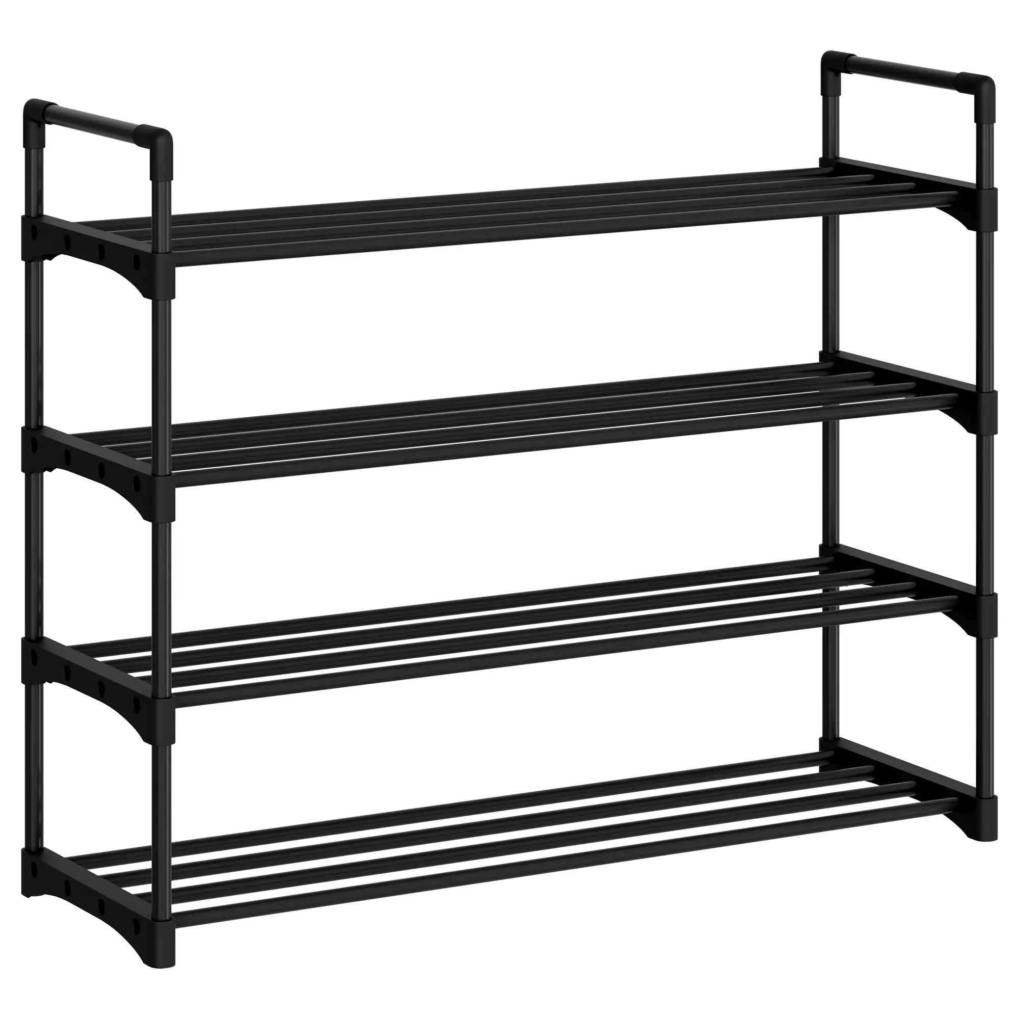 3/4/6-Tier Metal Storage Rack with Wheels, Mesh Shelving Unit with x Side Frames, 23.6-Inch Width, for Entryway, Kitchen, Living Room, Bathroom, Industrial Style, Black
