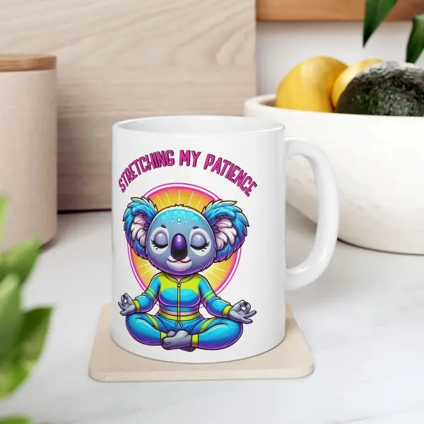 Stretching Koala Meditation Mug | Cute Rainbow Zen Coffee Cup