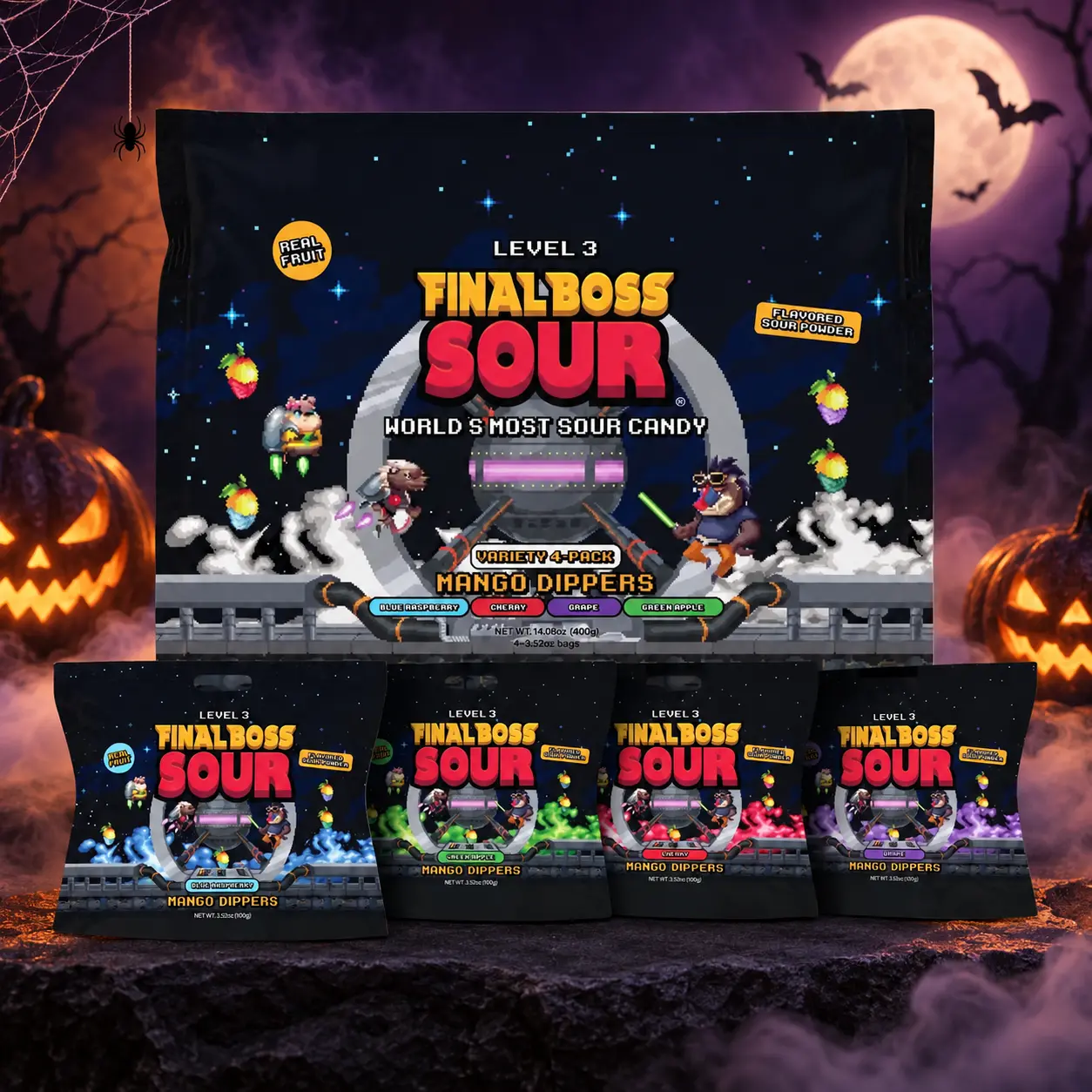 Final Boss Sour - Mango Dippers | Real Dried Fruit, Extreme Sour | Variety Pack & Singles