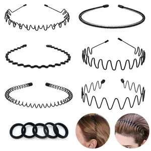 Headband Set, Metal Body Wave-Zig Zag Elastic Training Headband with Comb, Textured Twist Design, Stylish Women's Hair Accessory for Sports, Ideal Women's Gift,summervibes 6-Count Headband Set, Metal Body Wave-Zig Zag Elastic Training Headband with Comb,