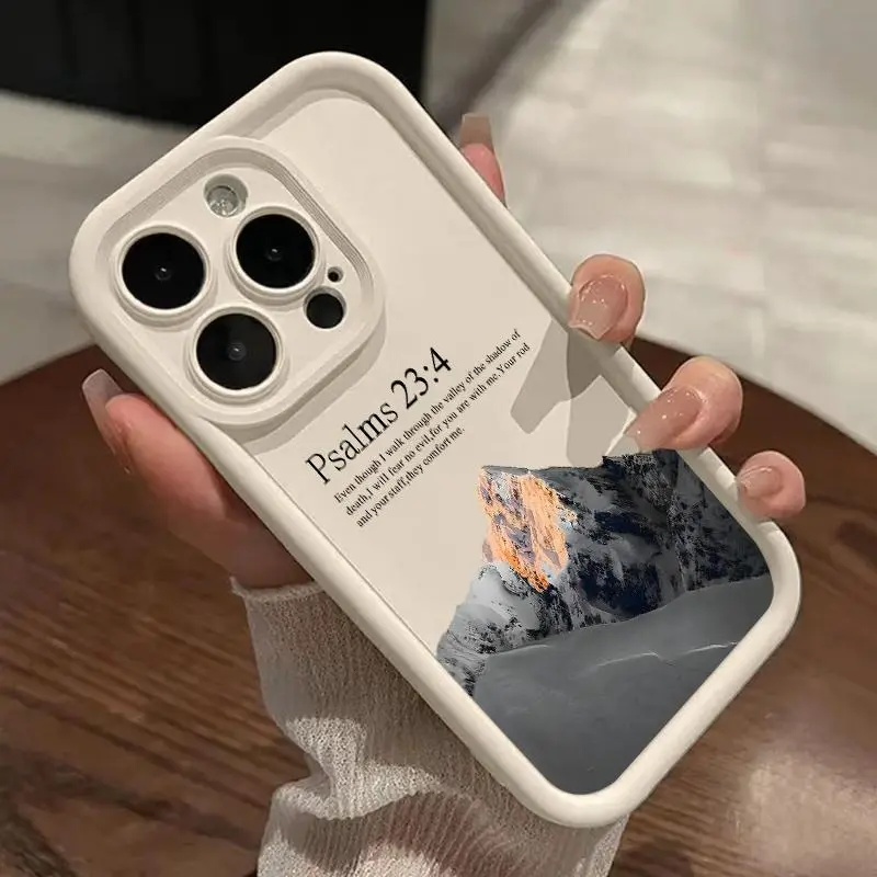 Soft Silicone Durable Protective Cellphone Cover for iPhone 11/12/13/14/15/16/17 Pro-ProMax-Air-Plus, Mountain Psalm Advanced Fashion Gift, Drop & Shock Protection Casing, Phone Protector & Accessories