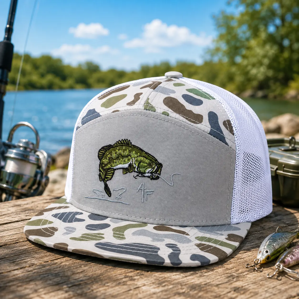 American Fetcher Black Mesh Trucker Hat, Embroidered Feather Hunting Cap, Outdoor Duck Hunting Snapback, Men’s Adventure Hat 2