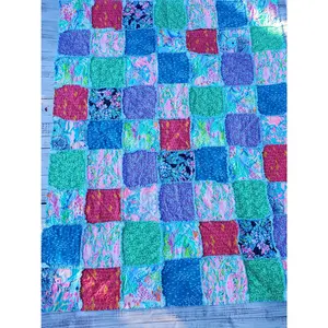 Handmade Quilt, Lilly Quilt, Rag Quilt Throw, Gifts for Her, Mothers Day Gift, Beach Quilt, Preppy Quilt, Housewarming Gift, Mermaids Quilt