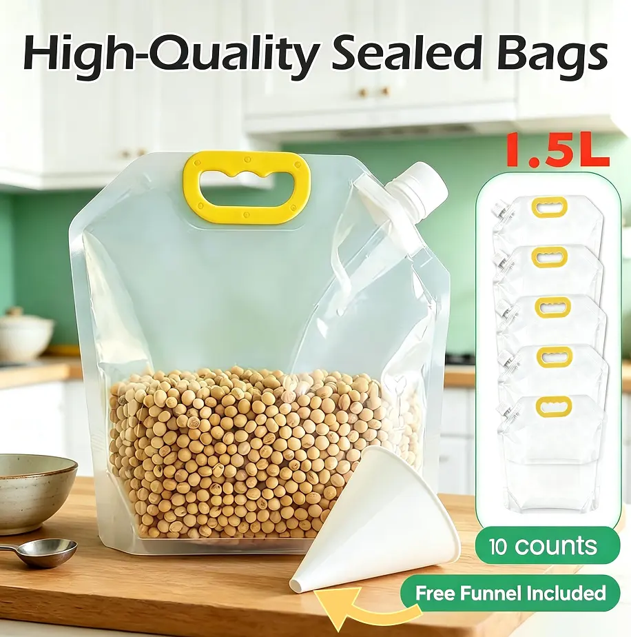 Leak‑Proof Expandable Large Capacity Airtight Food Storage Pouches, 10‑Pack Reusable Washable Portable Organizer Bags for Home Goods Arrangement, Kids Daily Use, Camping, Picnic, Hiking and Light Outdoor Activities