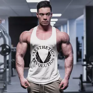 Men Fitness Stringer Vest Cotton Bodybuilding Men Sleeveless Shirt Gym Tank Tops
