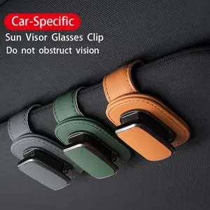 Premium Car Leather Eyeglass Holder, Sun Visor Sunglasses Organizer, Ticket Storage Gadget, Style Car Interior Accessory, Car Organizers