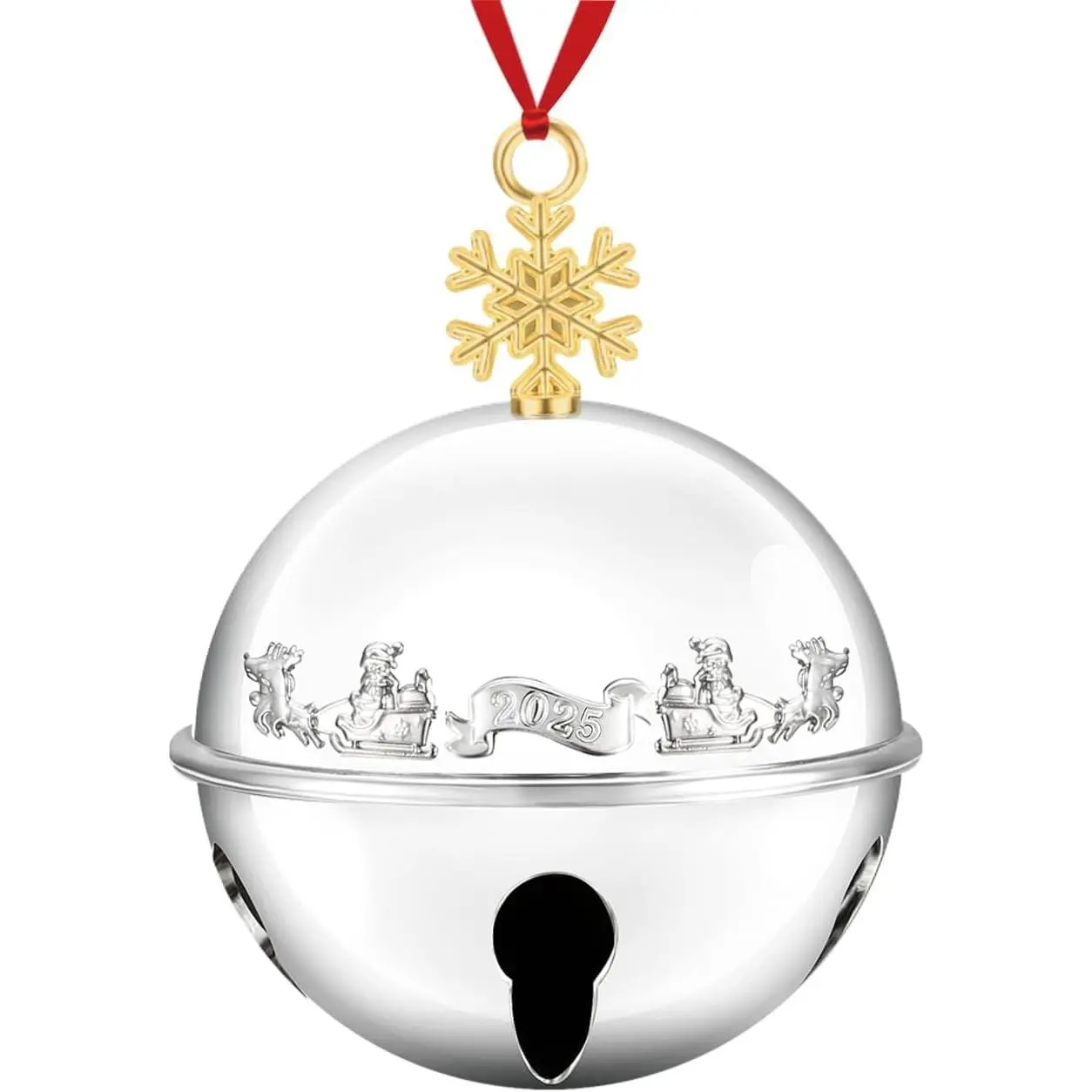 2025 Christmas Sleigh Bell Ornament for Christmas Tree, Christmas Decorations with 2 Ribbon for Christmas Anniversary