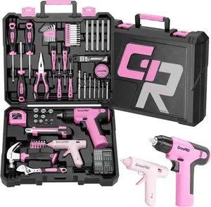 7.2V Cordless Drill Pink Home Set (Includes 188 Accessories) — A DIY electric  power tool combination suitable for fence building, home decoration, furniture assembly, and general daily maintenance tasks.