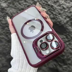 Elegant Hidden Stand Magsafe Magnetic Scratch-Resistant Anti-Drop Smartphone Case for Apple iPhone 17 Pro Max 16 Pro 15 14 13