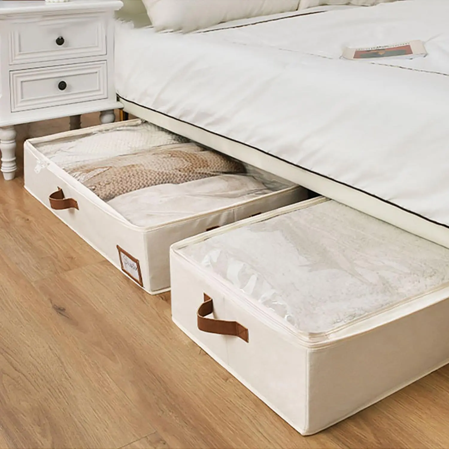 Under Bed Storage Container, 1/2 Counts Under Bed Shoe Storage with Clear Window, Foldable Storage Box, Clothes Storage Box, Organiser, Bedroom Storage Organizer, Underbed Storage Boxes, Collapsible Storage Organizer