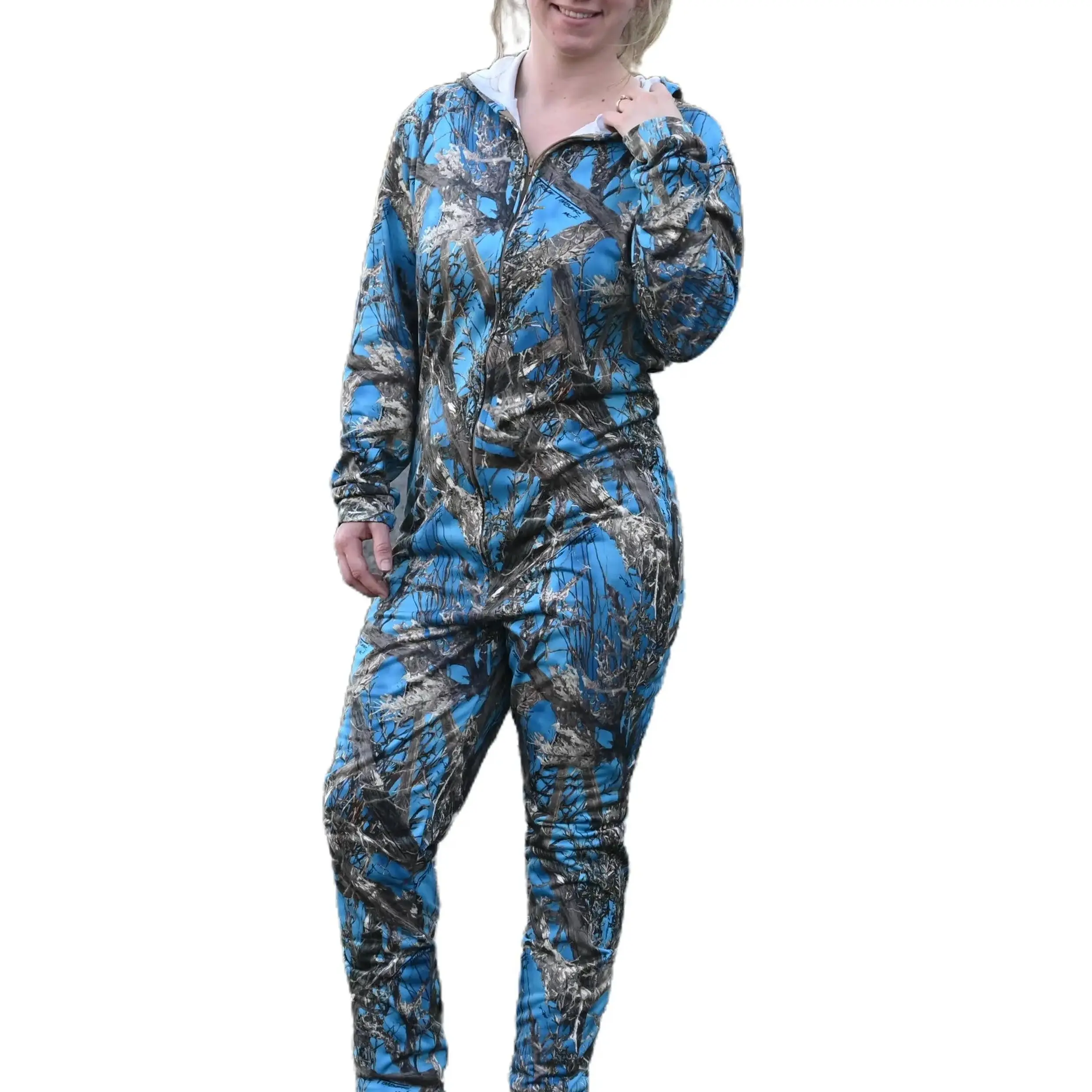 Camouflage Adult Unisex Pajama Soft Fuzzy Night Jumpsuit Bodysuit Fit Fleece