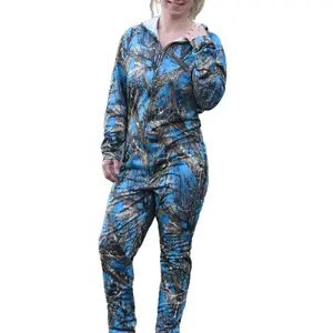 Camouflage Adult Unisex Pajama Soft Fuzzy Night Jumpsuit Bodysuit Fit Fleece