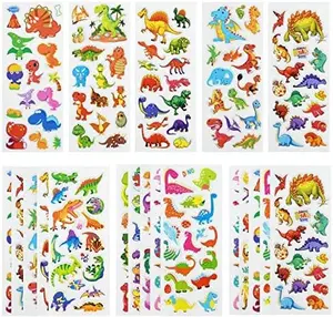 24 Sheets(400+) Dinosaur 3D Puffy Stickers for Toddlers Kids, Bulk Preschool Sticker Sheets for Reward, Craft, Scrapbooking