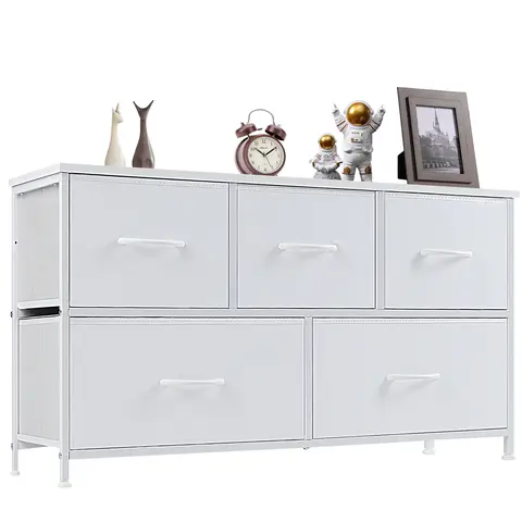 Cupboards Cabinets Dresser - Fabric Storage Tower with 5 Drawers, Bedroom Organizer, Chest of Drawers with Fabric Bins, for Bedroom, Closet, Entryway