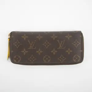 Pre-owned Louis Vuitton Canvas small leather goods Monogram Clemence Wallet w/ Mimosa Interior #2205