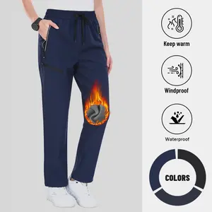 MoFiz Women's Hiking Pants Insulated Outdoor Snow Ski Pants Warm Winter Soft Shell with Zipper Pockets waterproof