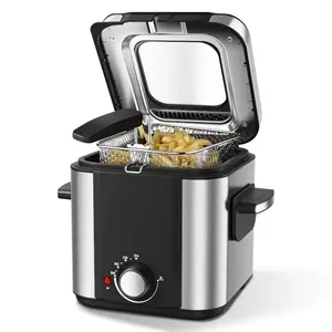 1.5L Electric Deep Fryer With Temp Control, Removable Lid With Odor Filter And Viewing Window, Immersion Frying Basket With Heat-Insulated Foldable Handle - Stainless Steel, Non-Stick, Easy Clean