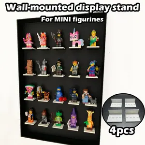 4pcs Mini Building Block Doll Wall-Mounted Collector Display Stand, Home Decor Accessories, Ideal for Showcasing Favourite Memorabilia