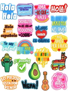Spanish Quote Theme Shoe Charms Pendants, Abs Material DIY Decoration, Suitable for Sandals Flip Flops Party Dance Accessories