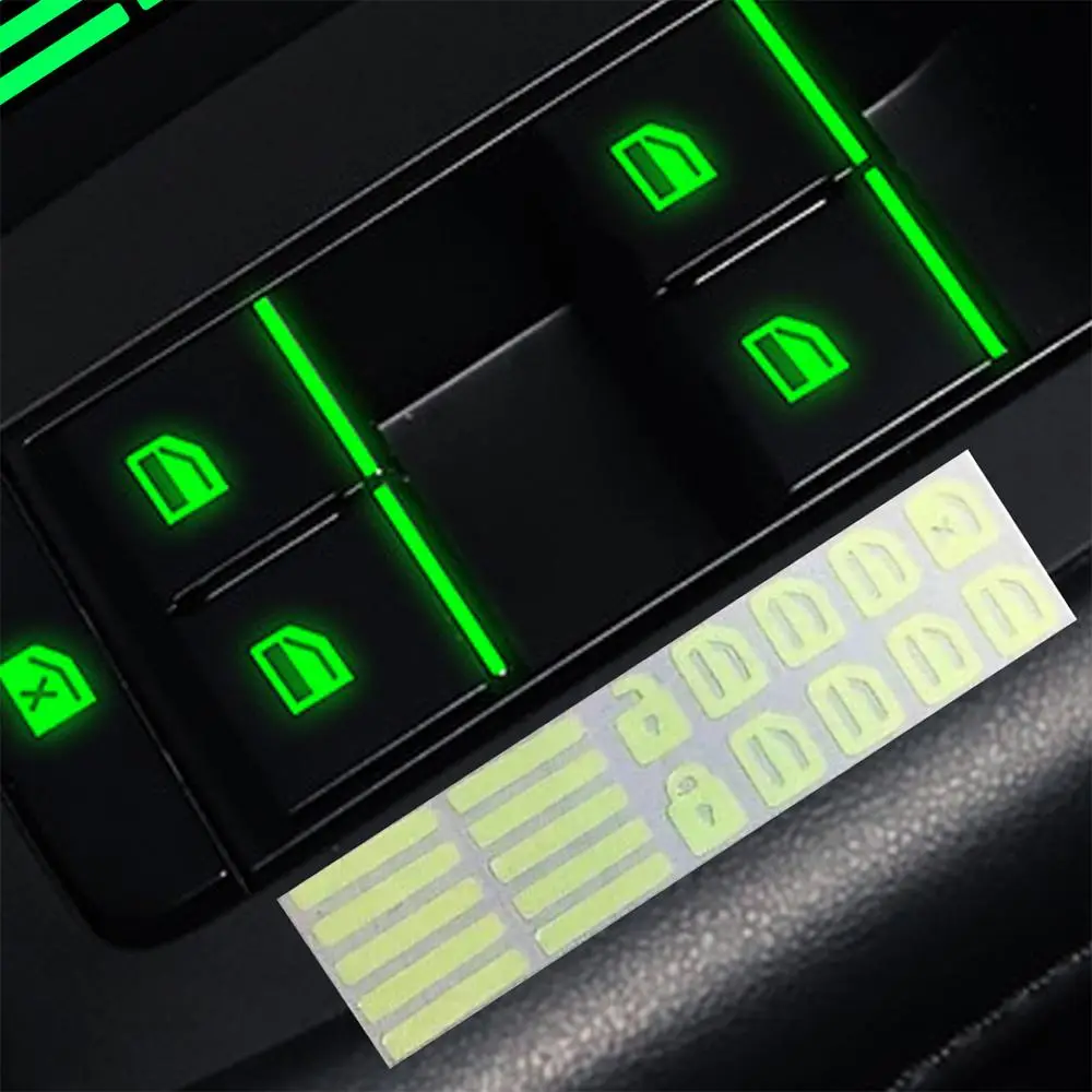 Luminous Car Switch Sticker, Glow in The Dark Car Interior Window Button Decal, Fluorescent Sticker for Car Window Lift Switch, Gift for Girlfriend