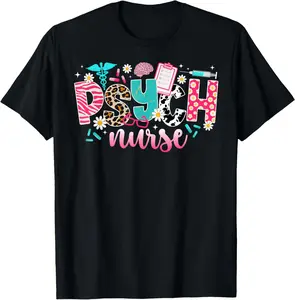 100% Cotton Psychiatric Nurse Leopard Psych Nurse Psychiatric Nursing T-Shirt