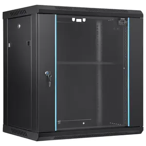 VEVOR 12U Wall-Mounted Server Network Cabinet, TikTokShopBlackFriday, 15.5'' Depth, Secure Rack Enclosure, Supports up to 200 lbs, Lockable Glass Door & Sides, Ideal for IT & A/V Gear